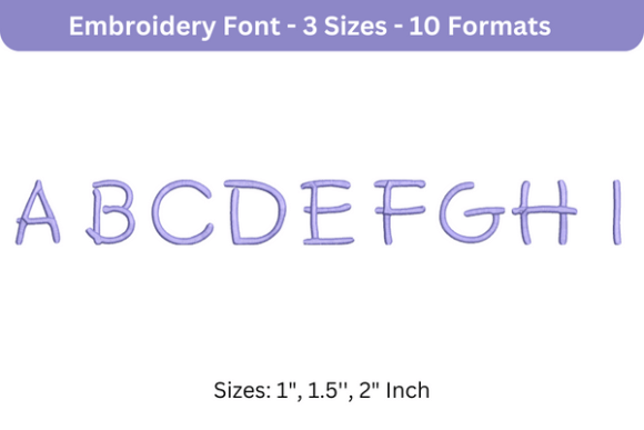 Review: Second Grader Font Uppercase A to I for Embroidery